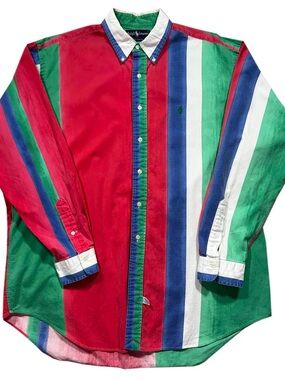 Vintage Polo Ralph Lauren Striped Button Down Shirt (Size XL)